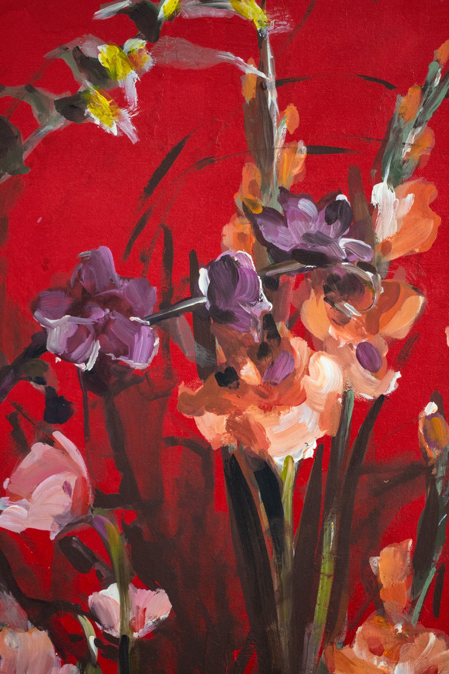 Agnes-Cecile bouquet on red (70x100 cm)