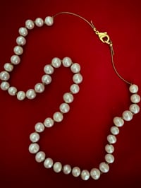 Image 1 of Potato Pearl Necklace on Leather