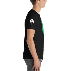 Image of Brothers Shamrock Lightning Bolt Circle Black T-Shirt