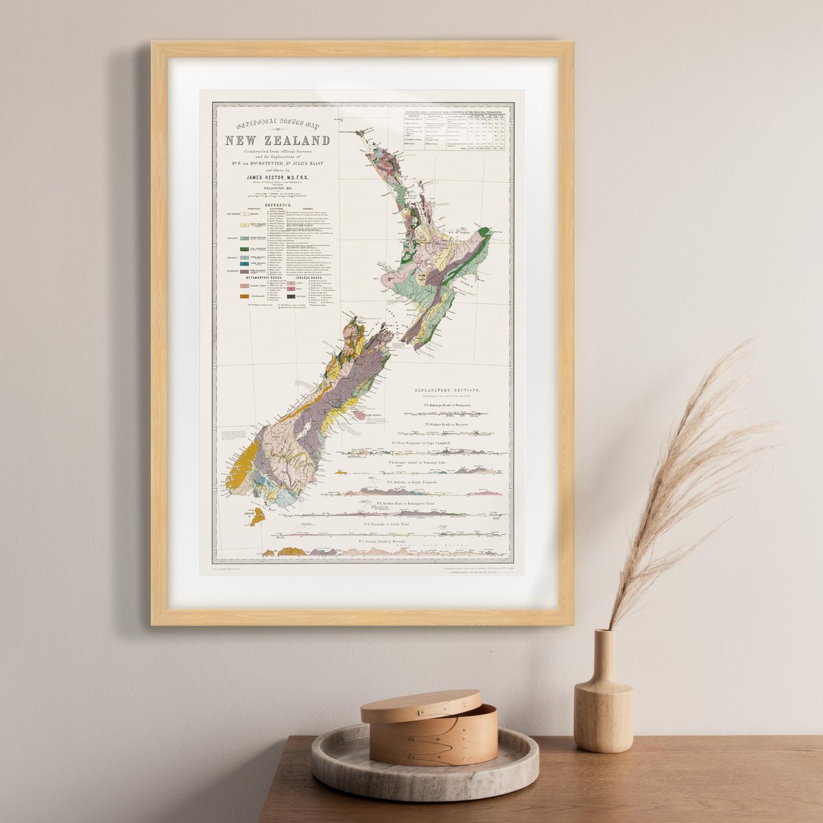 Image of A2 Art Print - Geological Map of New Zealand - 1873