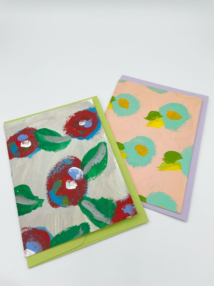 Image of Grey/Peach Floral Blank Cards 