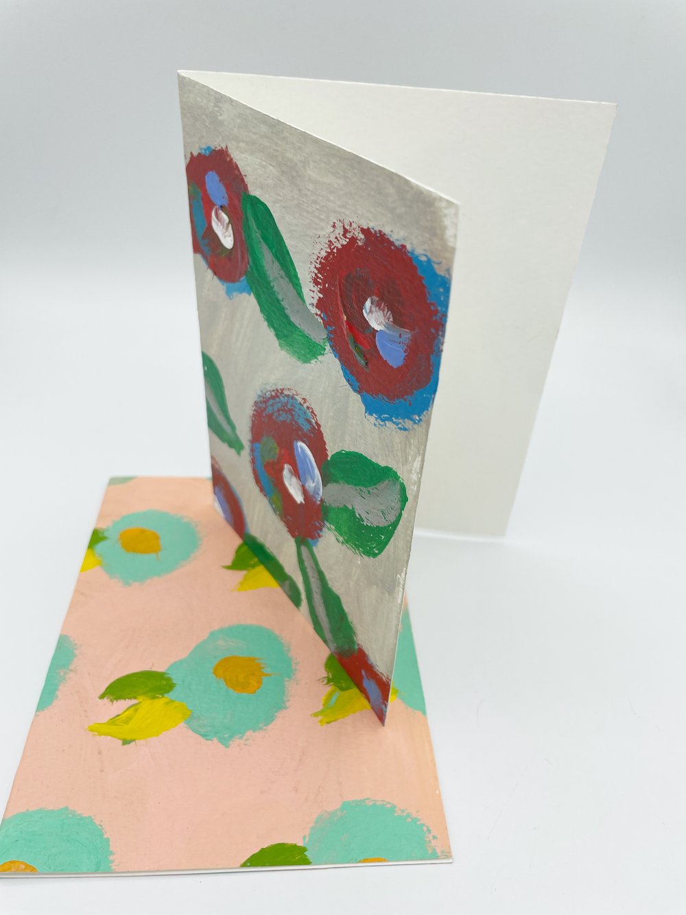 Image of Grey/Peach Floral Blank Cards 