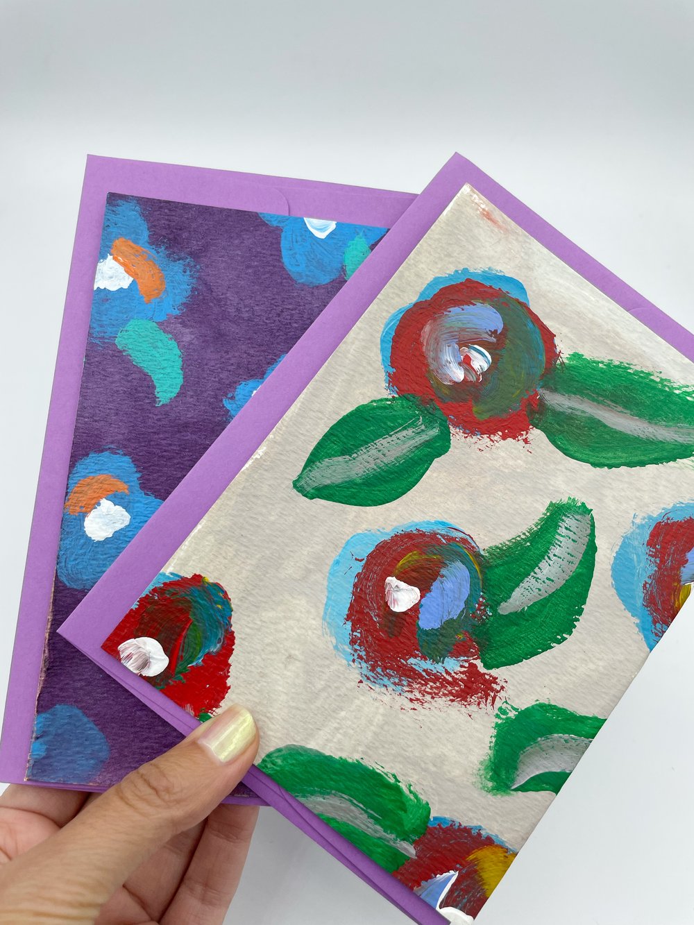 Image of Purple/Grey Floral Blank Cards