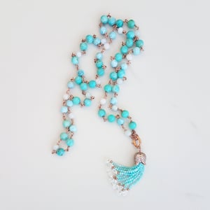 Amazonite Necklace with Tassel Charm
