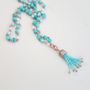 Amazonite Necklace with Tassel Charm