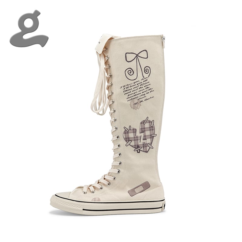 Image of Print Canvas Boots "Coffee Diary"