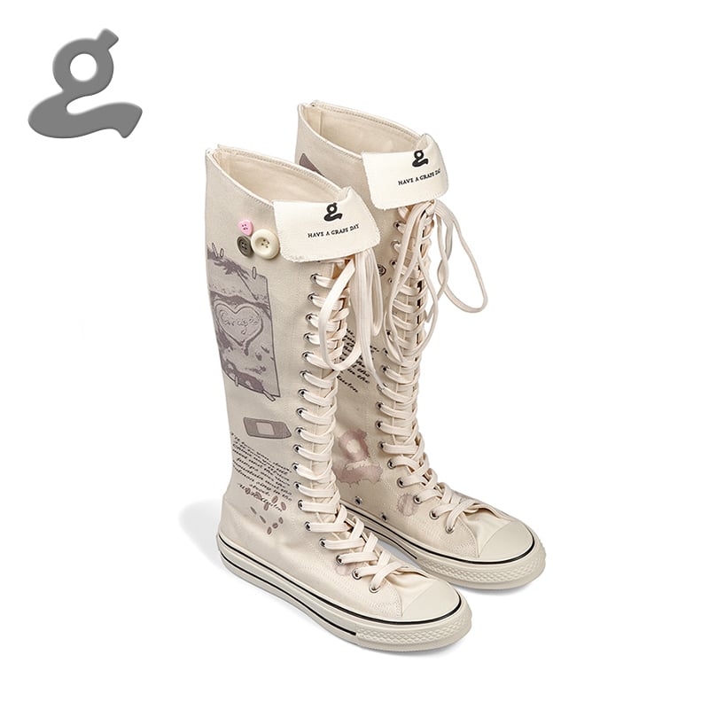 Image of Print Canvas Boots "Coffee Diary"
