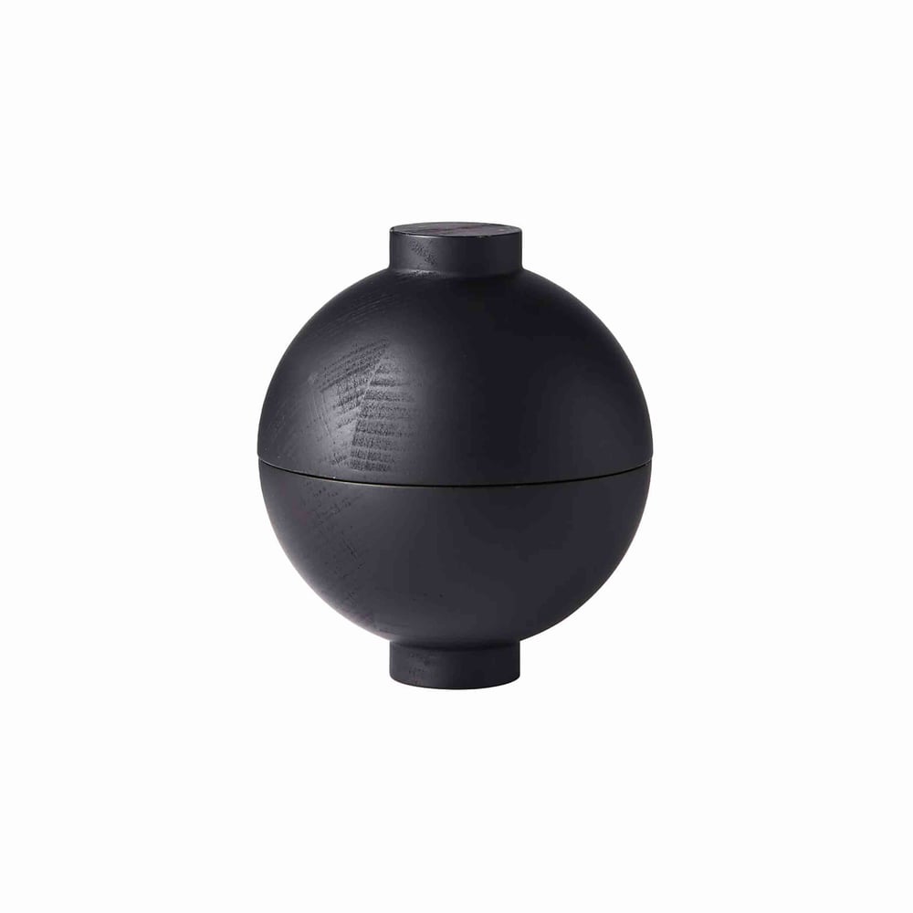 Image of Black Wooden sphere pot by Kristina Dam