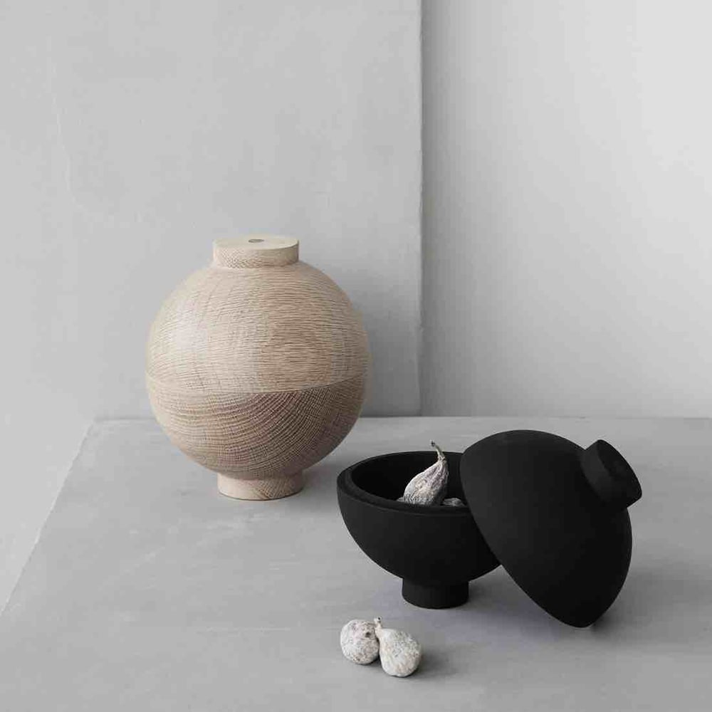 Image of Black Wooden sphere pot by Kristina Dam