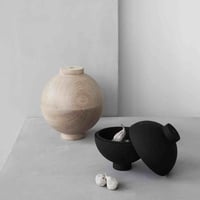 Image 1 of Black Wooden sphere pot by Kristina Dam