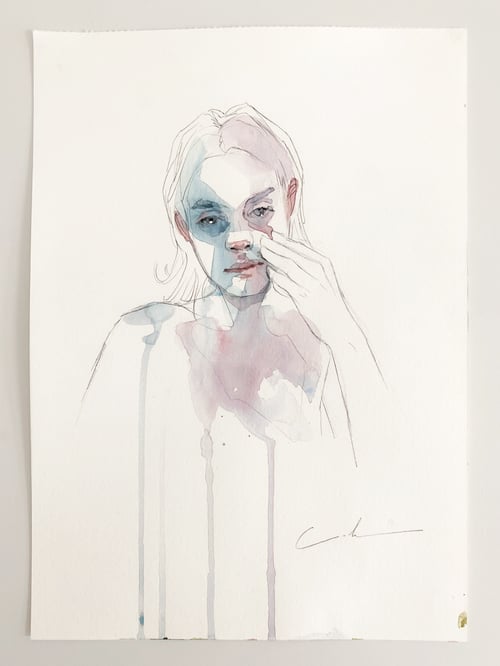 Image of blue pink sketch (21x29 cm)