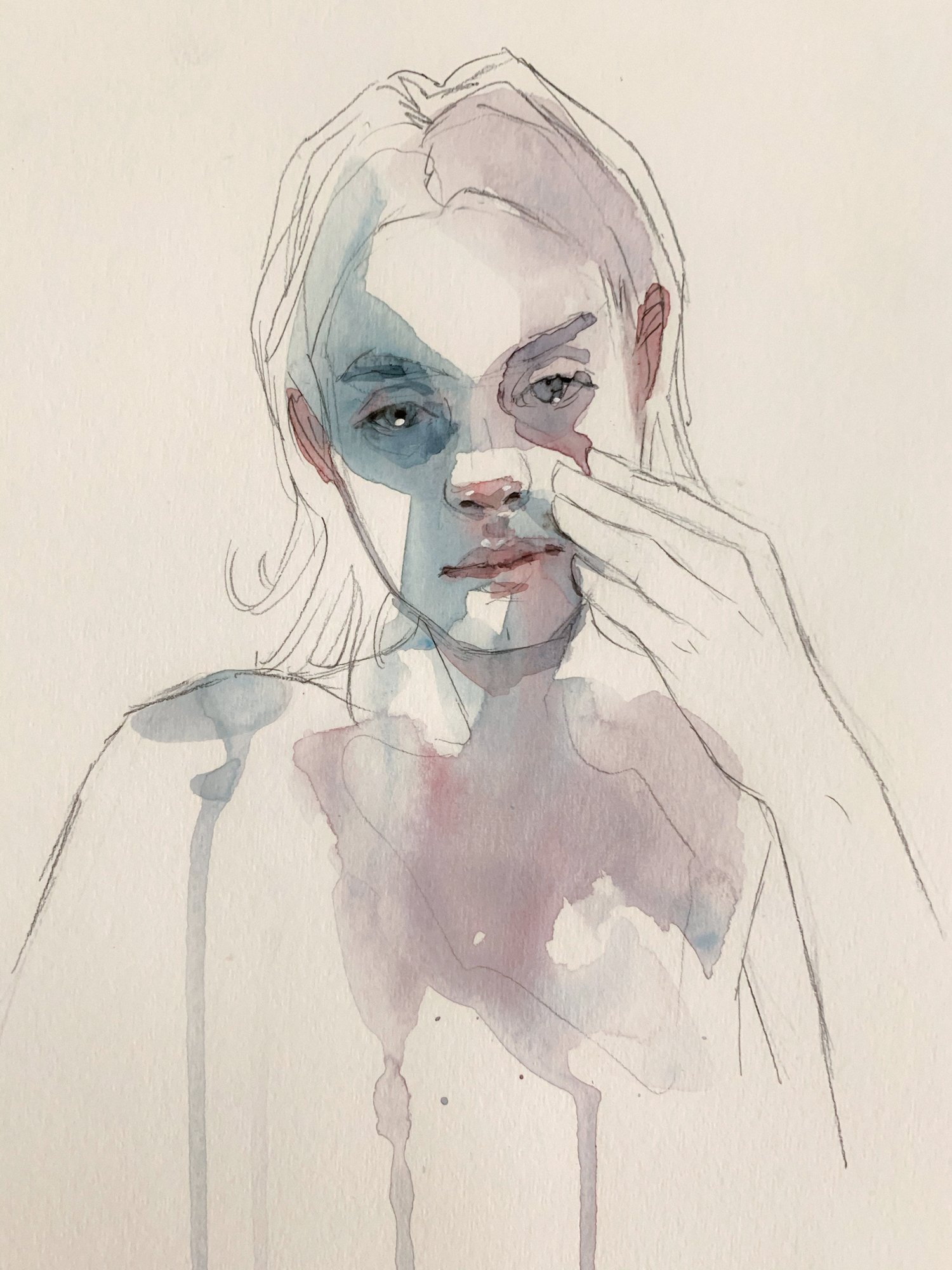 Agnes-Cecile blue pink sketch (21x29 cm)