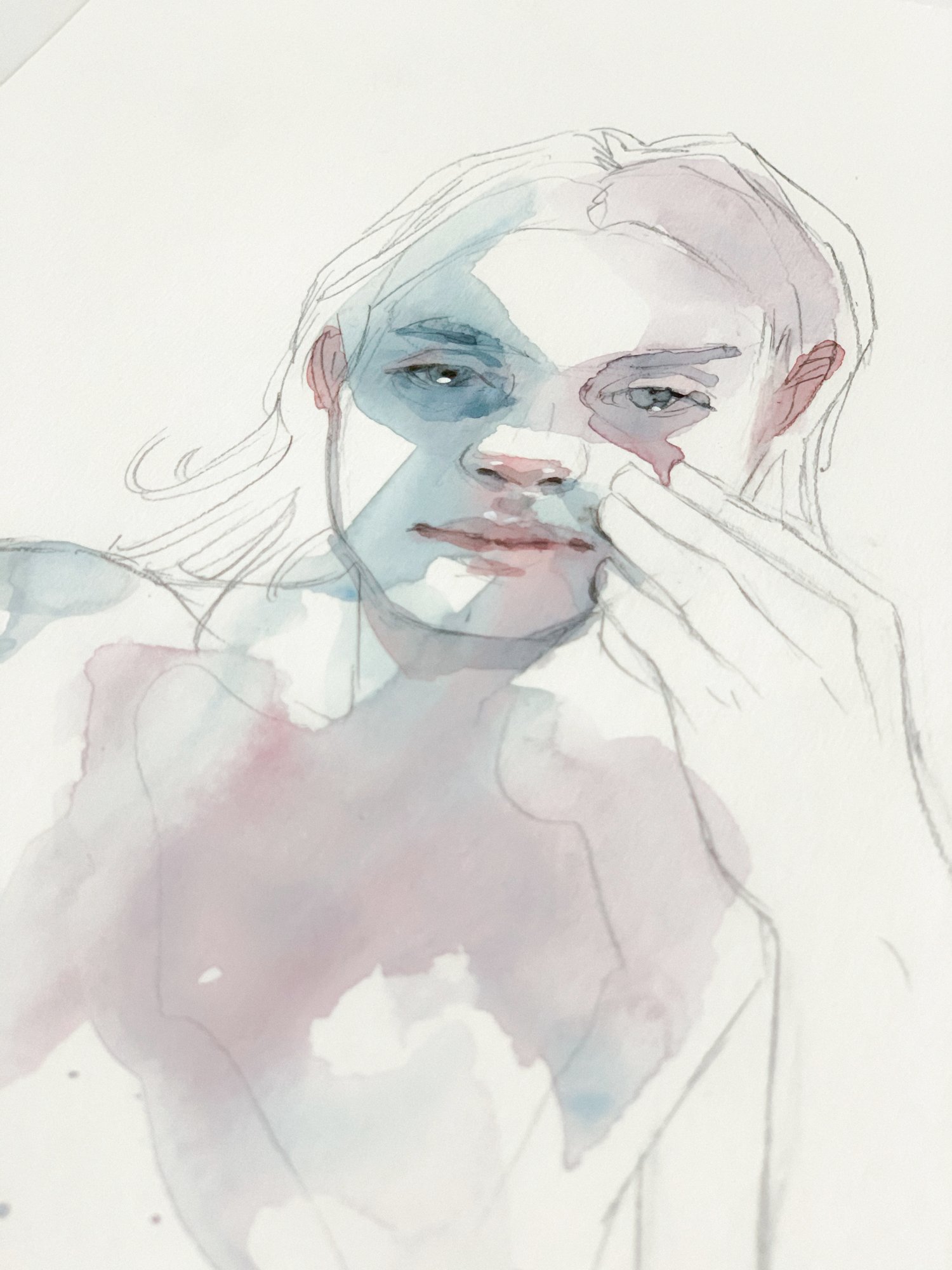 Agnes-Cecile blue pink sketch (21x29 cm)