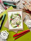 Plantable Seed Card - Christmas Tag, Tattoo Flash Style