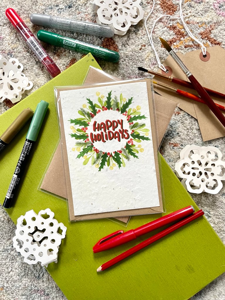 Plantable Seed Card - Happy Holidays Wreath