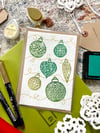 Plantable Seed Cards - Green Baubles Lino Print