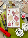 Plantable Seed Cards - Red Baubles Lino Print