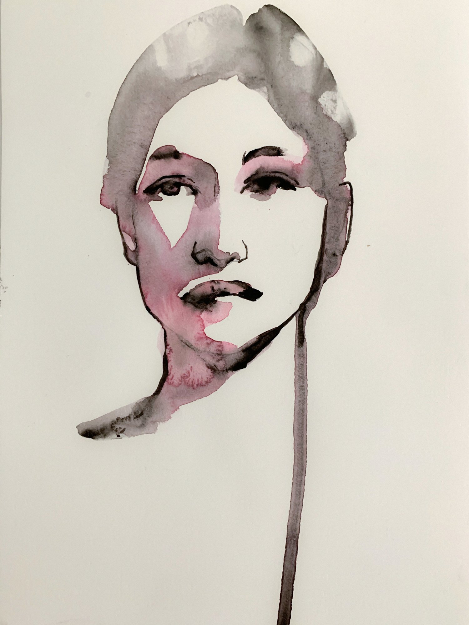 Agnes-Cecile pink minimal sketch (18x25 cm)