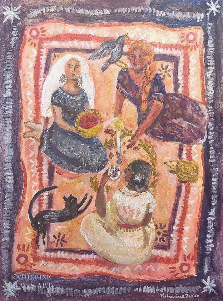 Image of Solstice Picnic | 9x12 Original painting on board