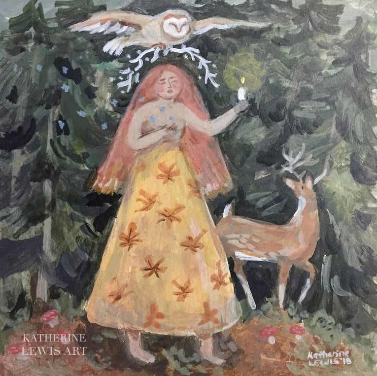 Image of Owl Guide | 6x6 Original Painting on board