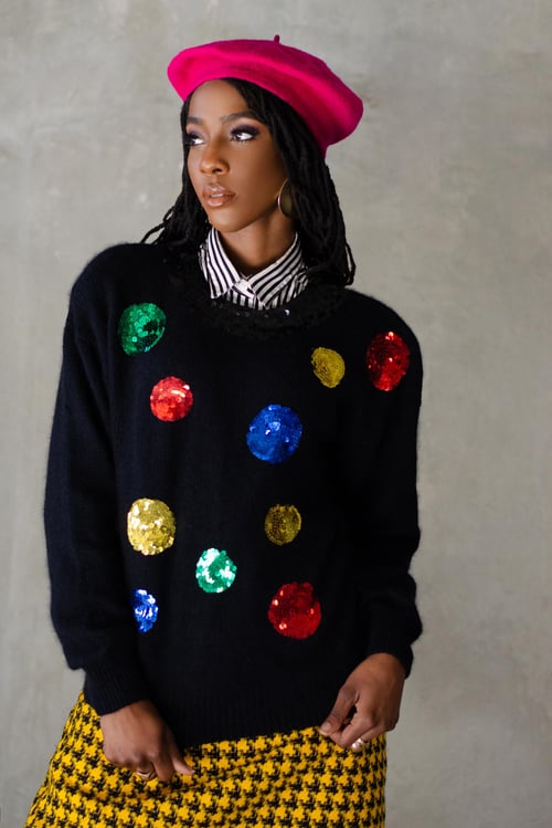 Image of Vintage Bonita Colorful Sequin Circles Sweater