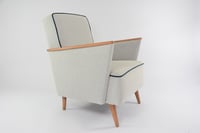 Image 1 of Fauteuil carré bleu crème chiné