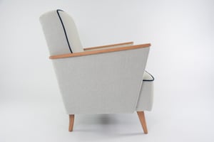 Image of Fauteuil carré bleu crème chiné