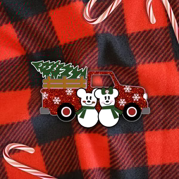 Image of Mouse Christmas Truck Enamel Pin 