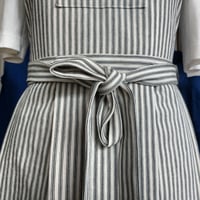 Image 4 of Pottery Apron with Pleated Split Leg and 3 Pockets. Ticking Stripe. No14:2