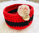 Crocheted Basket in Red and Black