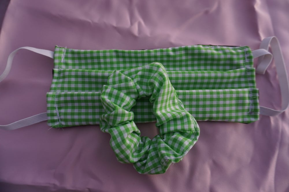 Image of Gingham Scrunchies/ Headband/ Mask 