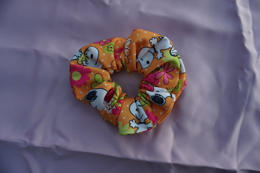 Image of Peace and Love Snoopy Scrunchie 