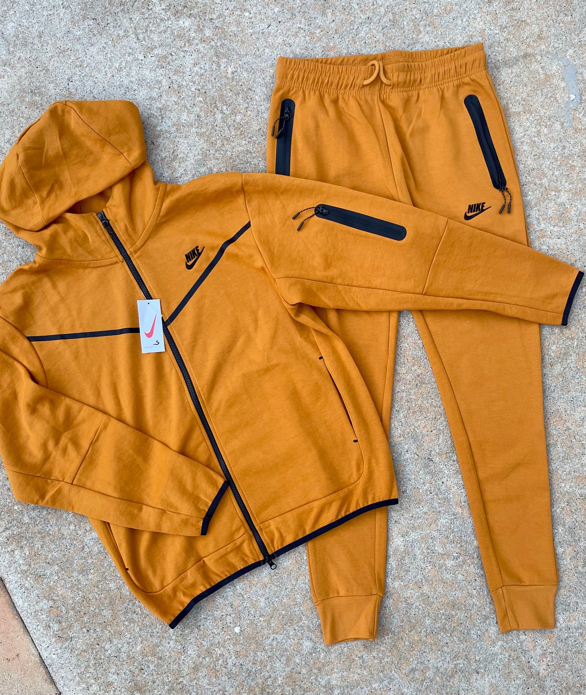Men’s Copper Slim Fit Tech Zip Up Hoodie Sweatpants Set