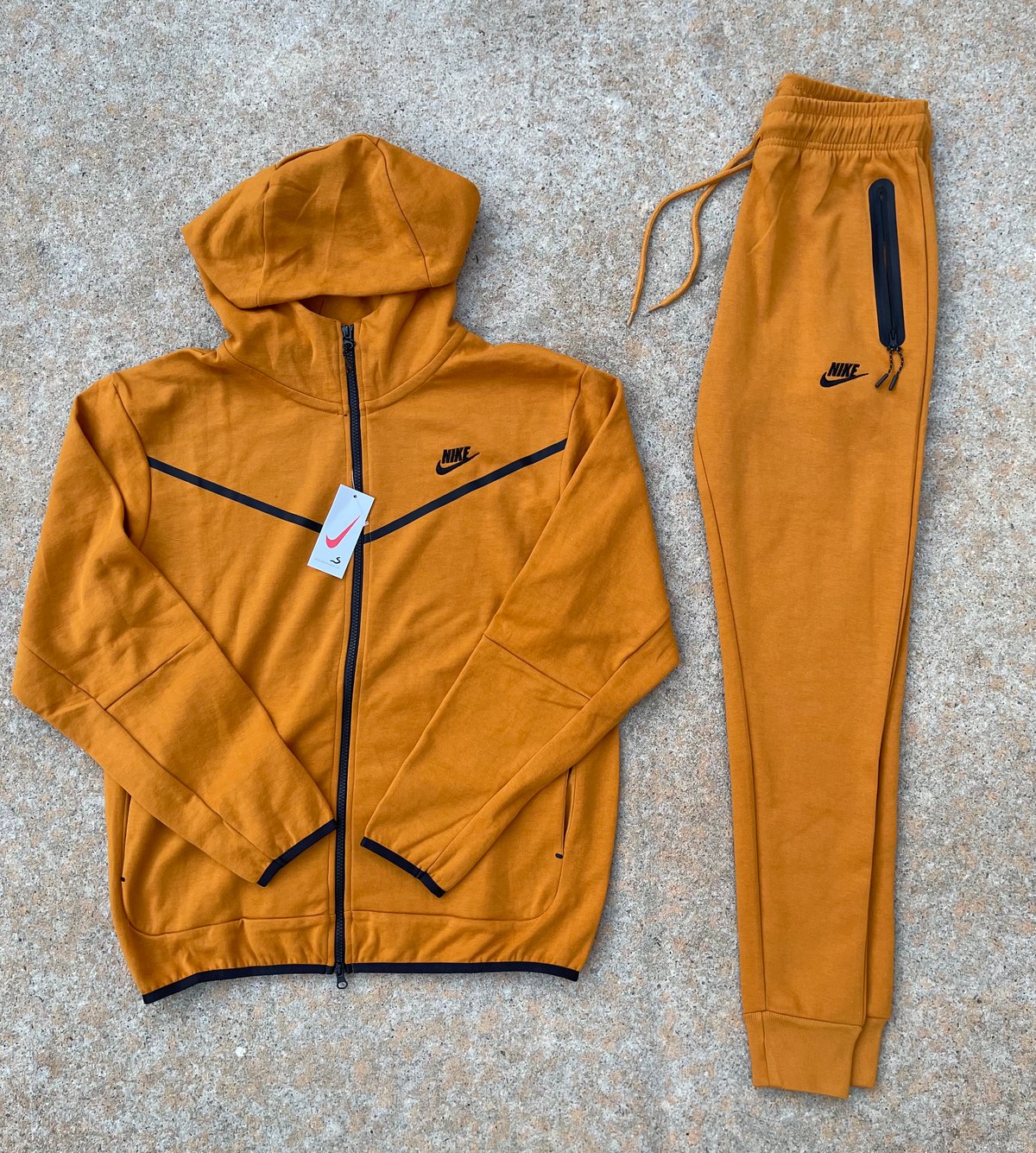 Men’s Copper Slim Fit Tech Zip Up Hoodie Sweatpants Set