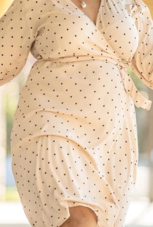 Image of Kristina Long Sleeve Midi Wrap Dress in Spot by Dani Marie the Label. 