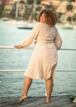 Image of Kristina Long Sleeve Midi Wrap Dress in Spot by Dani Marie the Label. 
