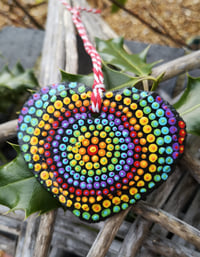 Image 2 of Rainbow mandala slate heart