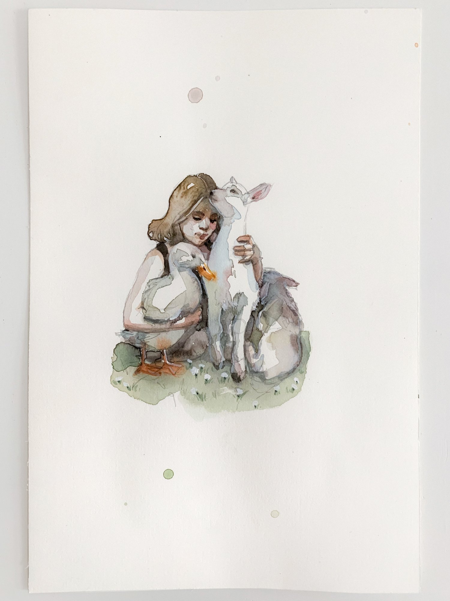 Agnes-Cecile the lamb and the goose sketch (18x25 cm)
