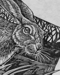 Image 3 of Wild Hare Woodcut Print