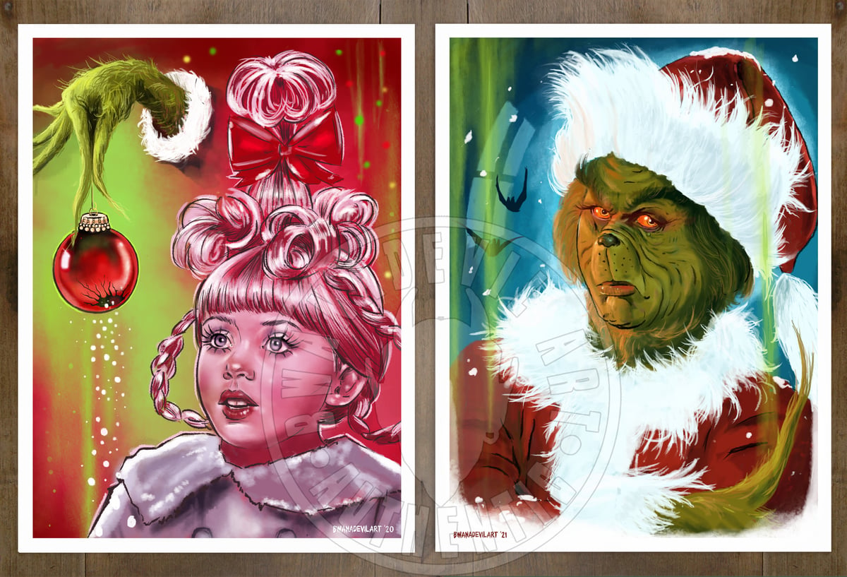 Image of The Grinch and Cindy Lou Who Set of two prints