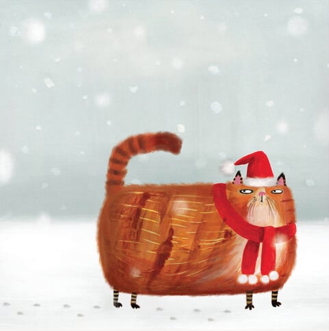 Image of Cat in Snow Christmas Card
