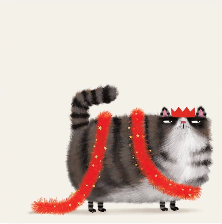 Image of Cat in Tinsel Christmas Card