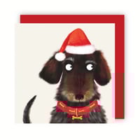 Image 2 of Dog in Hat Christmas Card