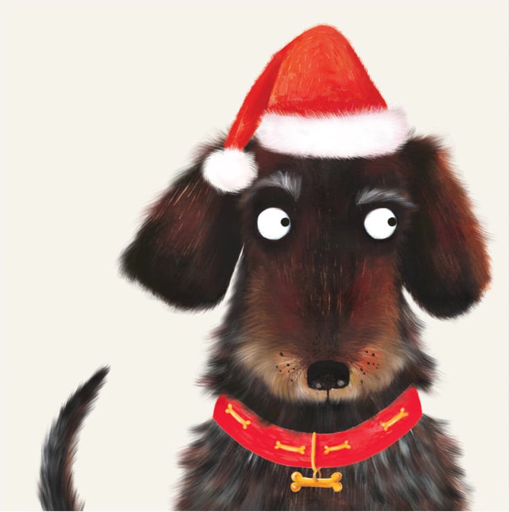 Image of Dog in Hat Christmas Card