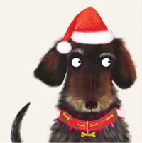 Image 1 of Dog in Hat Christmas Card