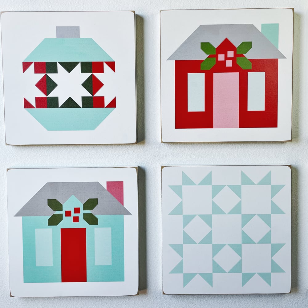 Image of Set of 4 - NEW! Christmas Barn Quilts (Set 2)