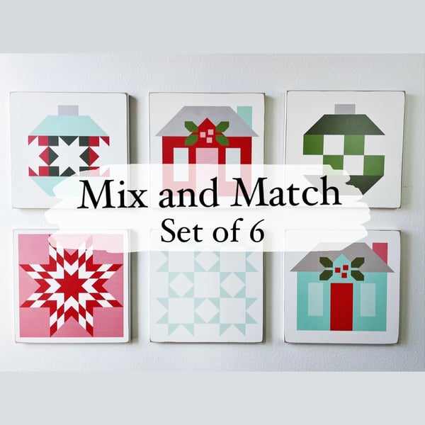 Image of Set of 6 - MIX & MATCH! Christmas Barn Quilts