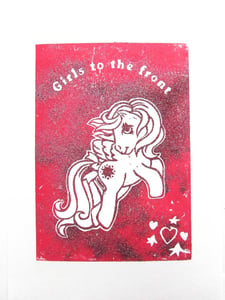 Image of Emma Harvey - 'Girls to the Front'  2021  (A4 Lino print)