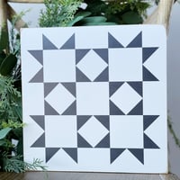 Image 1 of BLACK STAR BRIGHT - Bonnie & Camille - 11" Wood Barn Quilt
