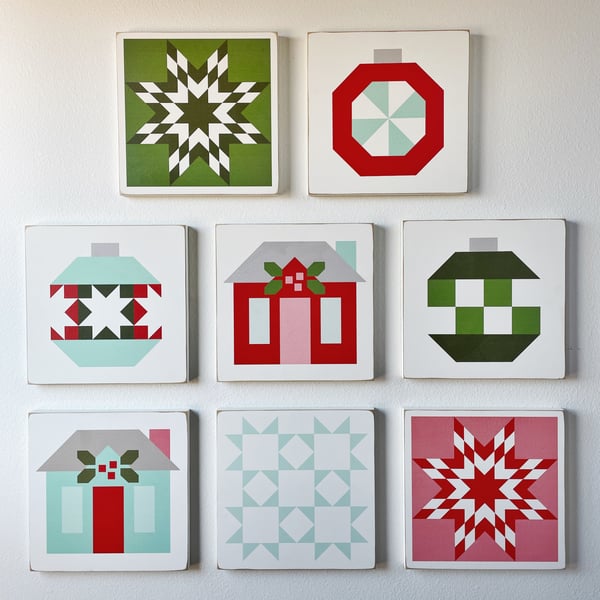 Image of Set of 8 - NEW! Christmas Barn Quilts